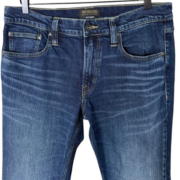 BROTHERS AND SONS MEN'S Size 34 x 34 Slim Straight Jeans Dark Wash - Picture 2 of 6